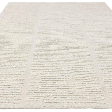 Zennith Modern Plain Subtle Vertical Linear Column Hand-Woven Hi-Lo Textured Boucle Low Profile Wool Loop Pile Cream Rug-Asiatic Carpets-Rug Love - The Most Loved Rug Store